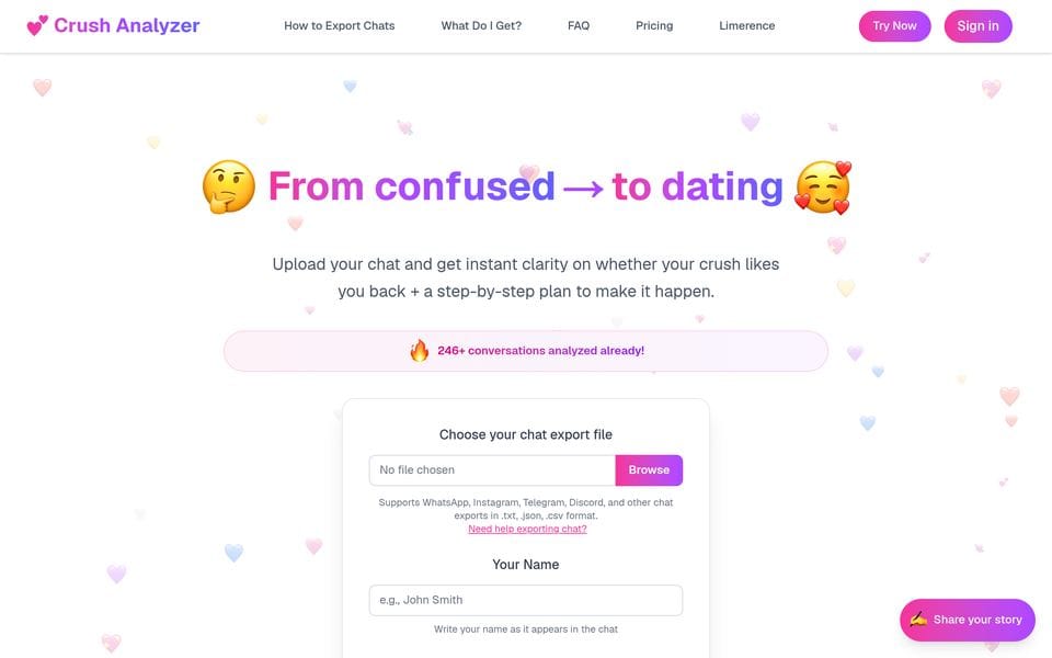Crush Analyzer landing page