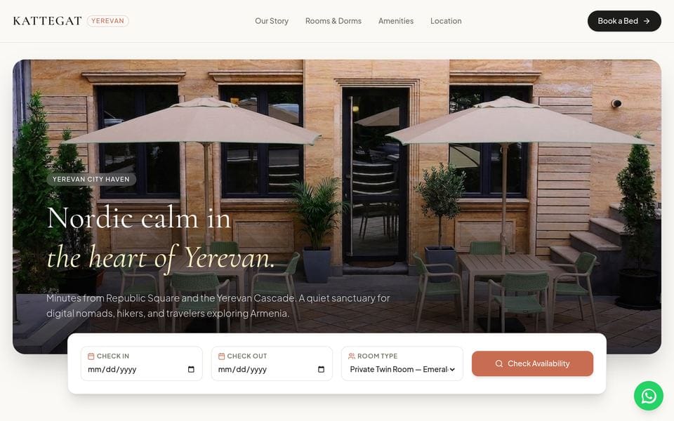 Kattegat Hostel landing page